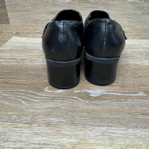 Pappagallo Black Leather Chunky Heel Bootie Women's Size 10M - Picture 3 of 6